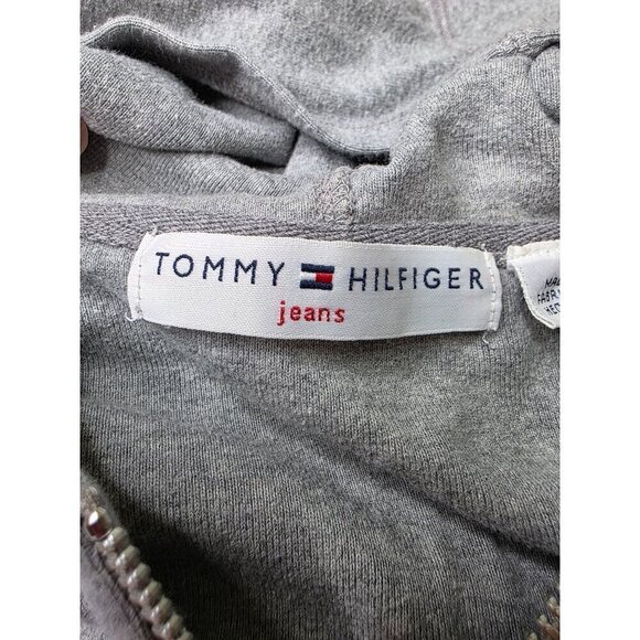 Tommy Hilfiger Women's Gray Cotton Hoodie Knit Sleeve Full-Zip Sweater Large - Picture 5 of 14